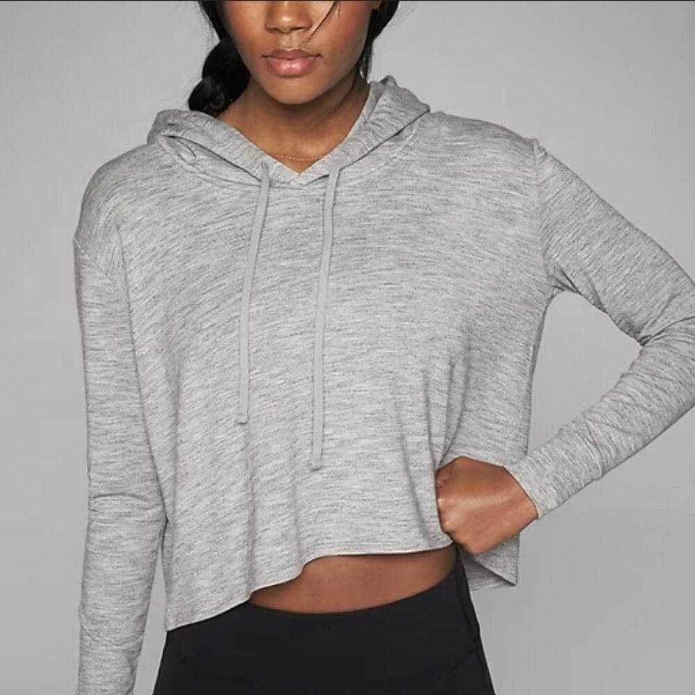 Athleta Coaster Crop Hoodie Women's Size S Heathered Grey Sweatshirt